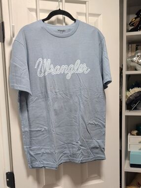 NWOT Wrangler Light Blue Short-Sleeve Logo Tee